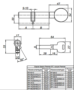 Механизм цилиндровый Premier RT-110-C-G "Апекс" #222564