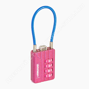 Аллюр Замок навесной кодовый ВС1КТ-30/3 (розовый с тросиком) #172409